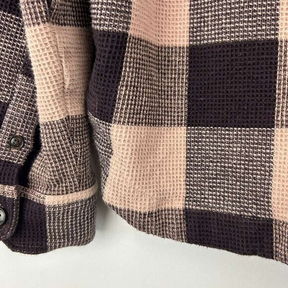 Madewell Women's Medium Waffle Half-Zip Popover Pink Plaid Long Sleeve Shirt - Picture 14 of 16
